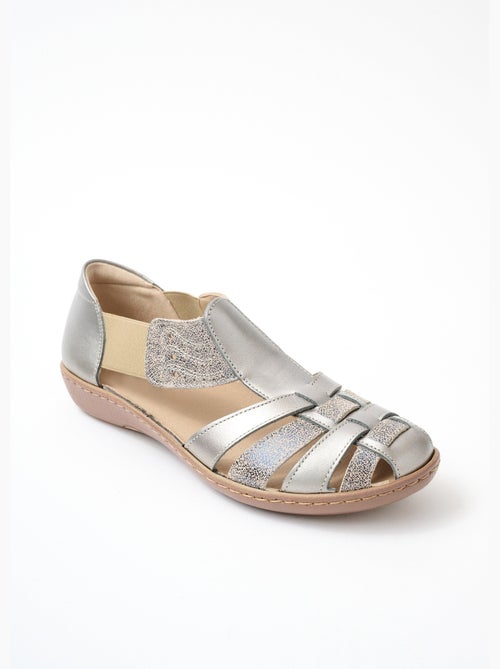 Ballerines largeur confort élastiquées cuir - Afibel - Kiabi