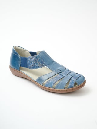 Ballerines largeur confort élastiquées cuir