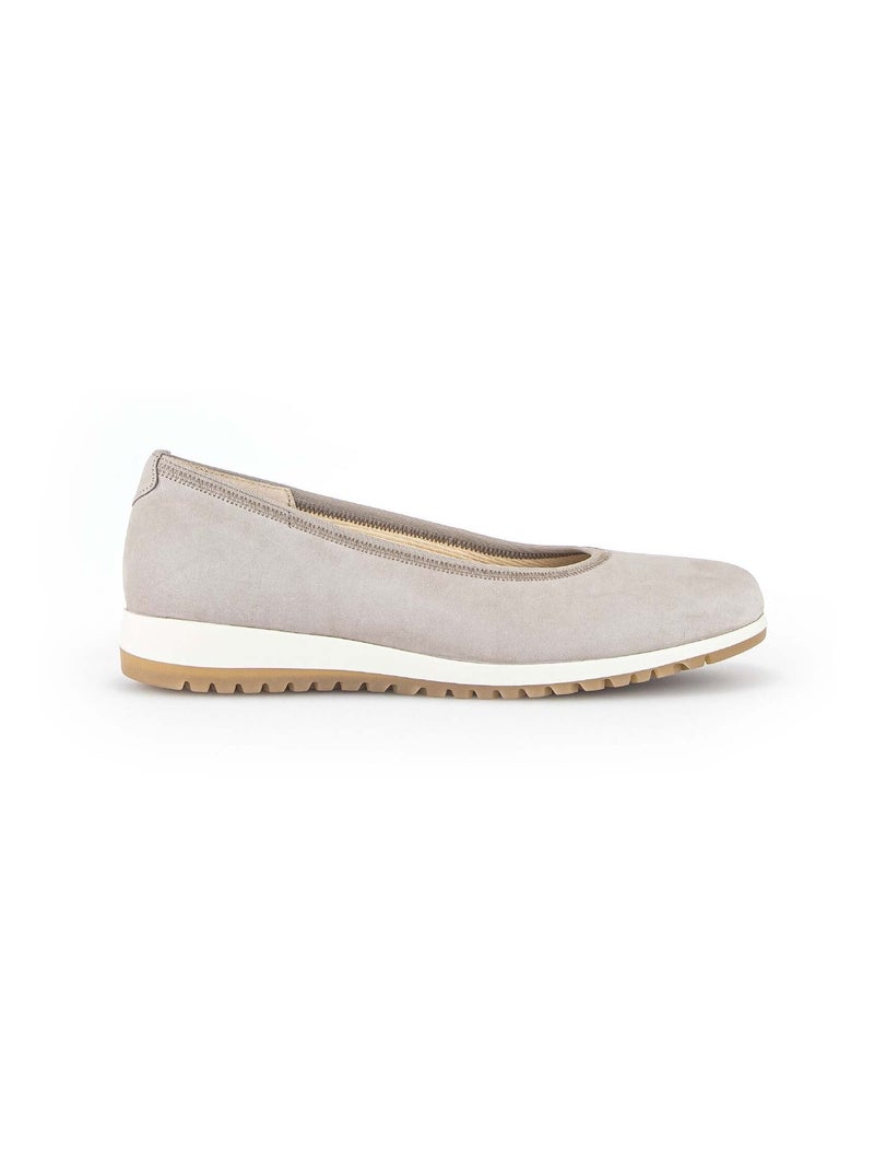 Ballerines lins en cuir velours Ecru - Kiabi