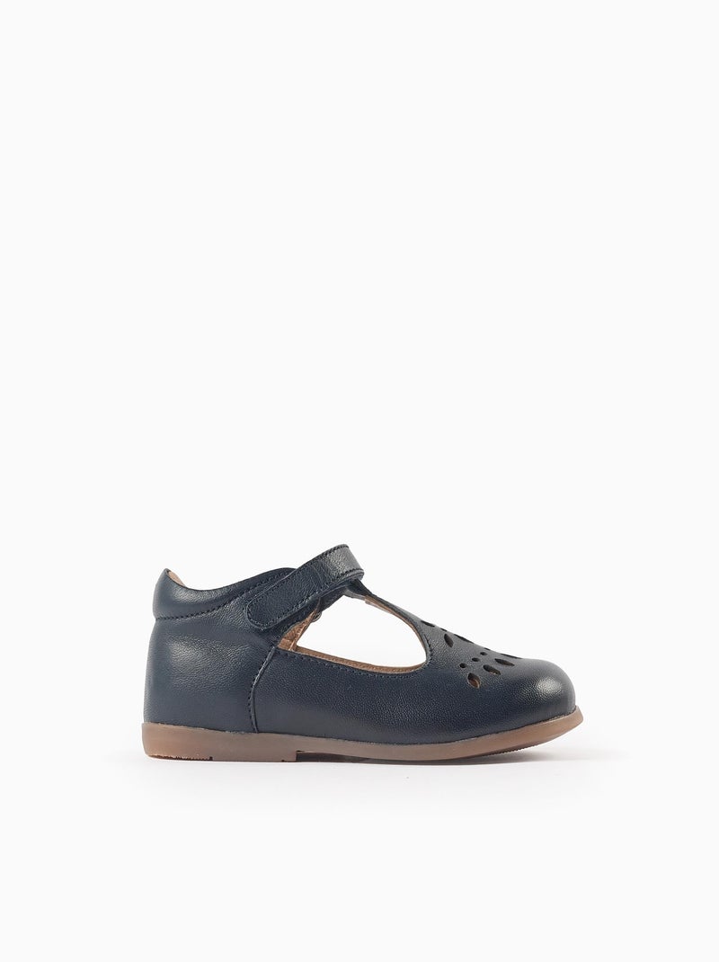 Ballerines Mary Jane en Cuir Bleu foncé - Kiabi
