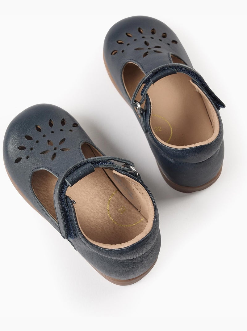 Ballerines Mary Jane en Cuir Bleu foncé - Kiabi