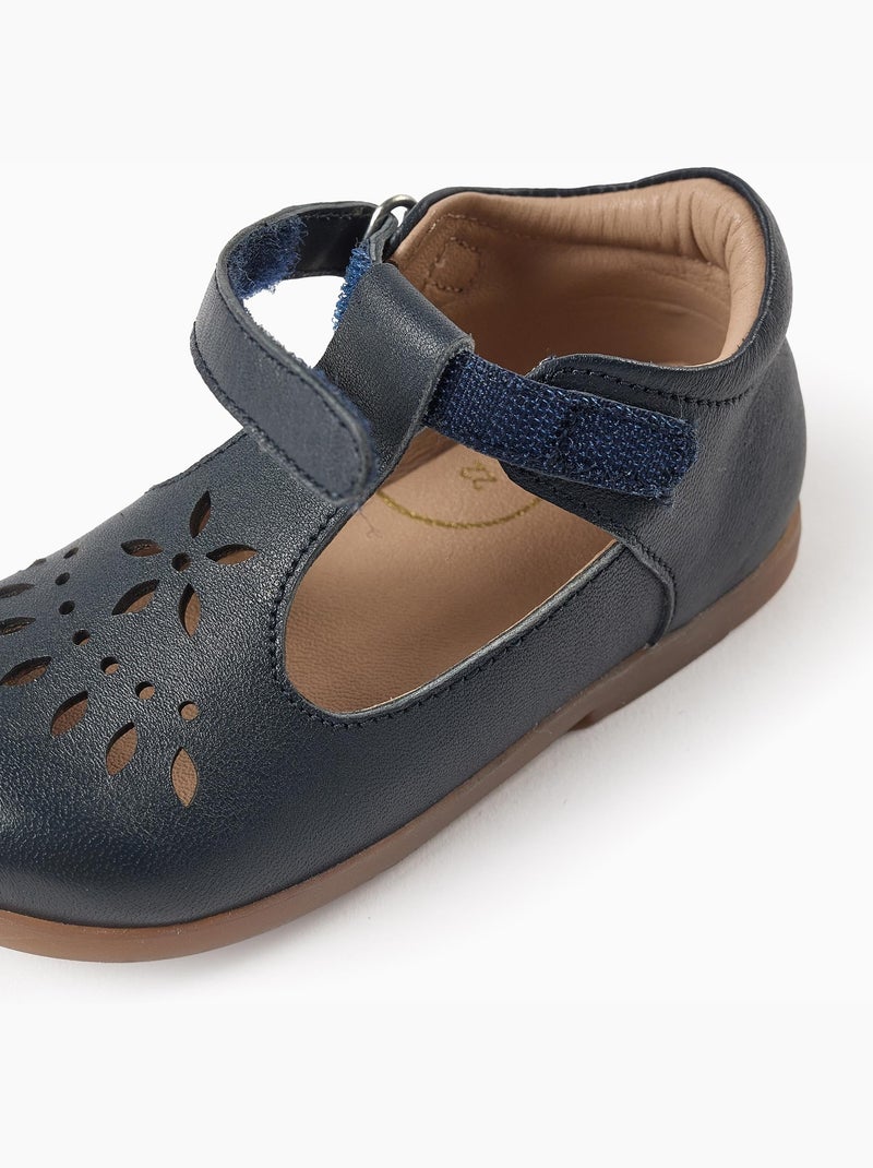 Ballerines Mary Jane en Cuir Bleu foncé - Kiabi