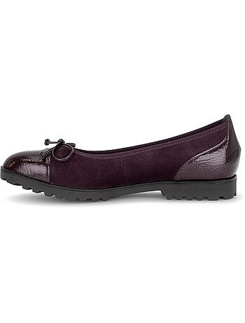 Ballerines merlot en nubuck et vernis