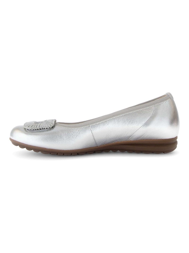 Ballerines métalliques en cuir lisse Gris - Kiabi