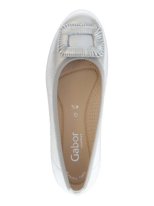 Ballerines métalliques en cuir lisse - Kiabi