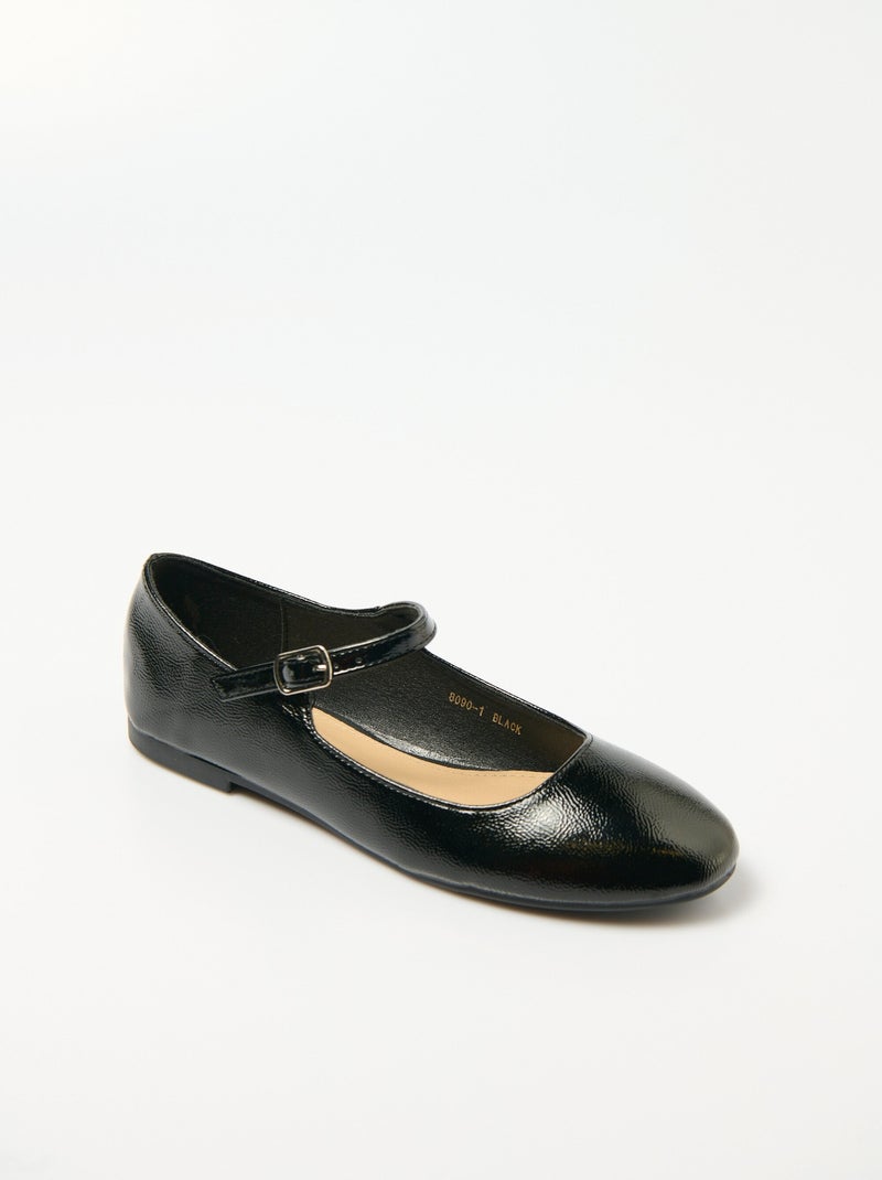 Ballerines métallisées bride cheville Noir - Kiabi