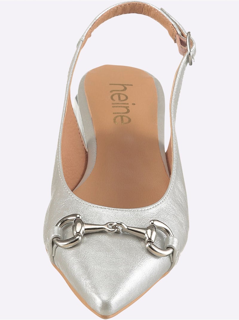 Ballerines Ouvertes à L'arrière De Fabrication Espagnole - Taille Standard - Helline Argent - Kiabi