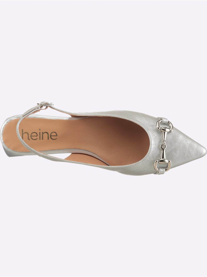 Ballerines Ouvertes à L'arrière De Fabrication Espagnole - Taille Standard - Helline Argent - Kiabi