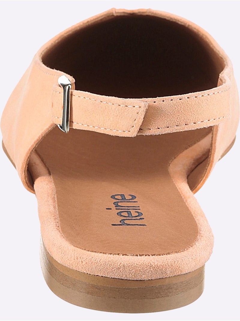 Ballerines Ouvertes à L'arrière De Fabrication Portugaise - Taille Standard - Helline Abricot - Kiabi