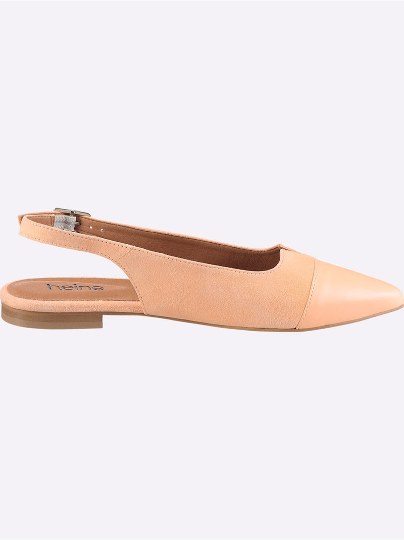 Ballerines Ouvertes à L'arrière De Fabrication Portugaise - Taille Standard - Helline Abricot - Kiabi