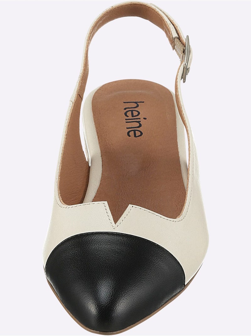 Ballerines Ouvertes à L'arrière De Fabrication Portugaise - Taille Standard - Helline Blanc Noir - Kiabi