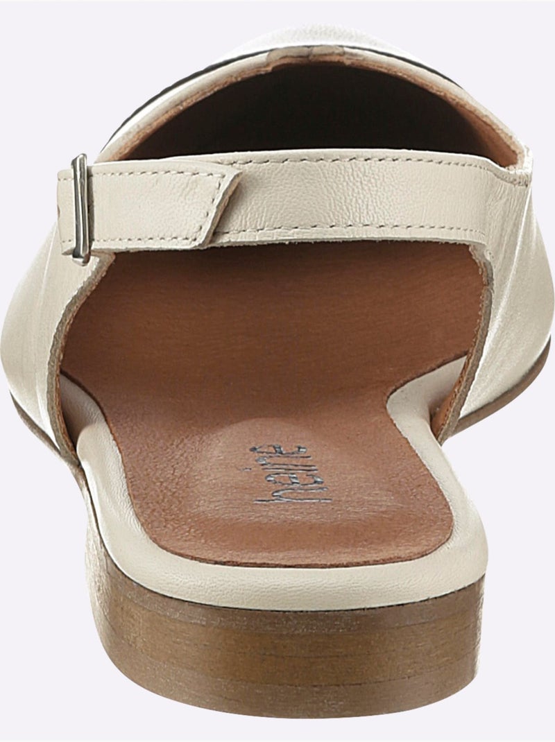 Ballerines Ouvertes à L'arrière De Fabrication Portugaise - Taille Standard - Helline Blanc Noir - Kiabi