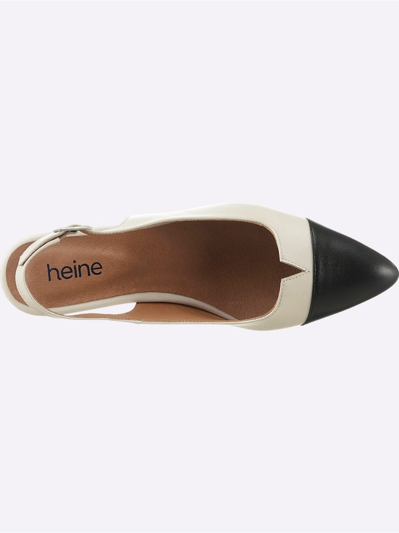 Ballerines Ouvertes à L'arrière De Fabrication Portugaise - Taille Standard - Helline Blanc Noir - Kiabi