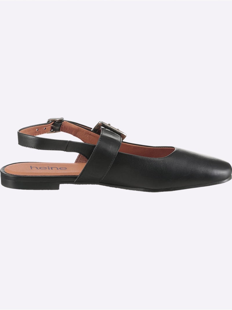 Ballerines Ouvertes à L'arrière De Fabrication Portugaise - Taille Standard - Helline Noir - Kiabi