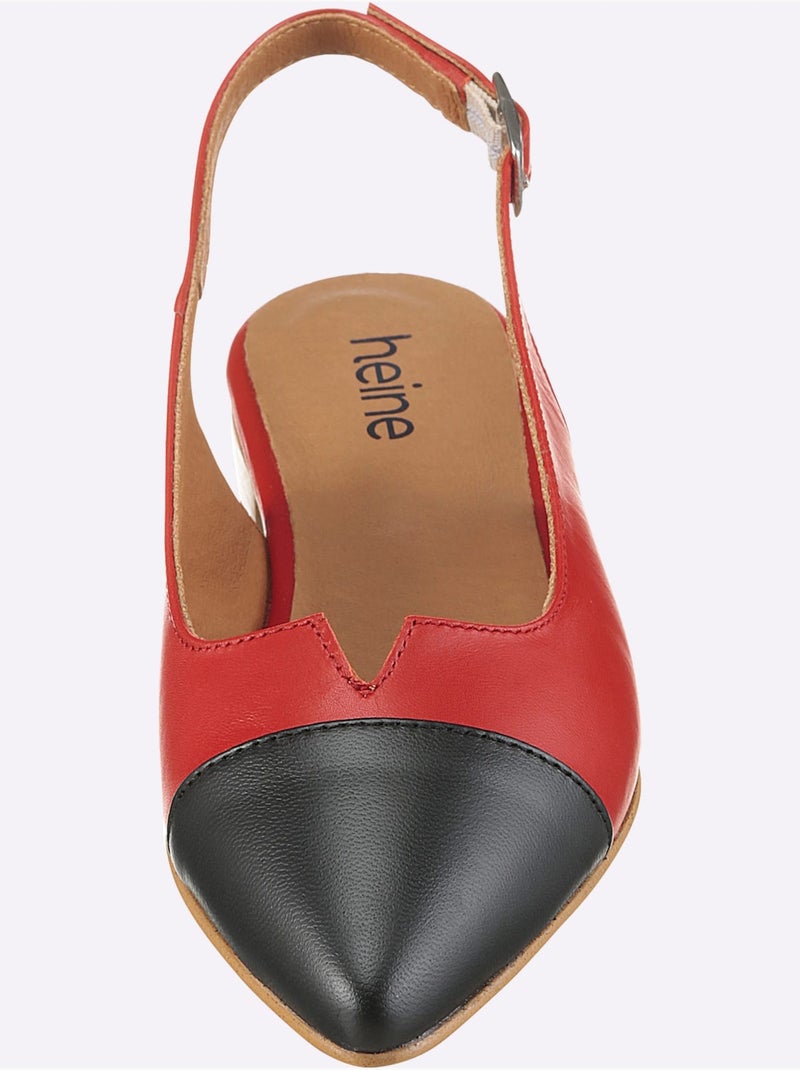 Ballerines Ouvertes à L'arrière De Fabrication Portugaise - Taille Standard - Helline Noir Rouge - Kiabi