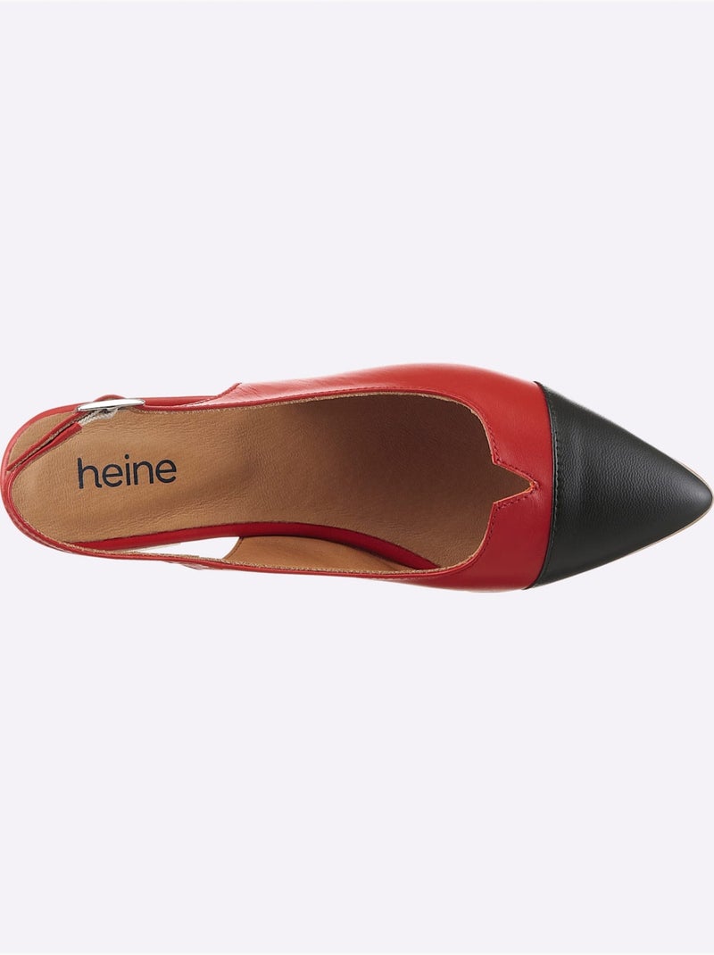 Ballerines Ouvertes à L'arrière De Fabrication Portugaise - Taille Standard - Helline Noir Rouge - Kiabi