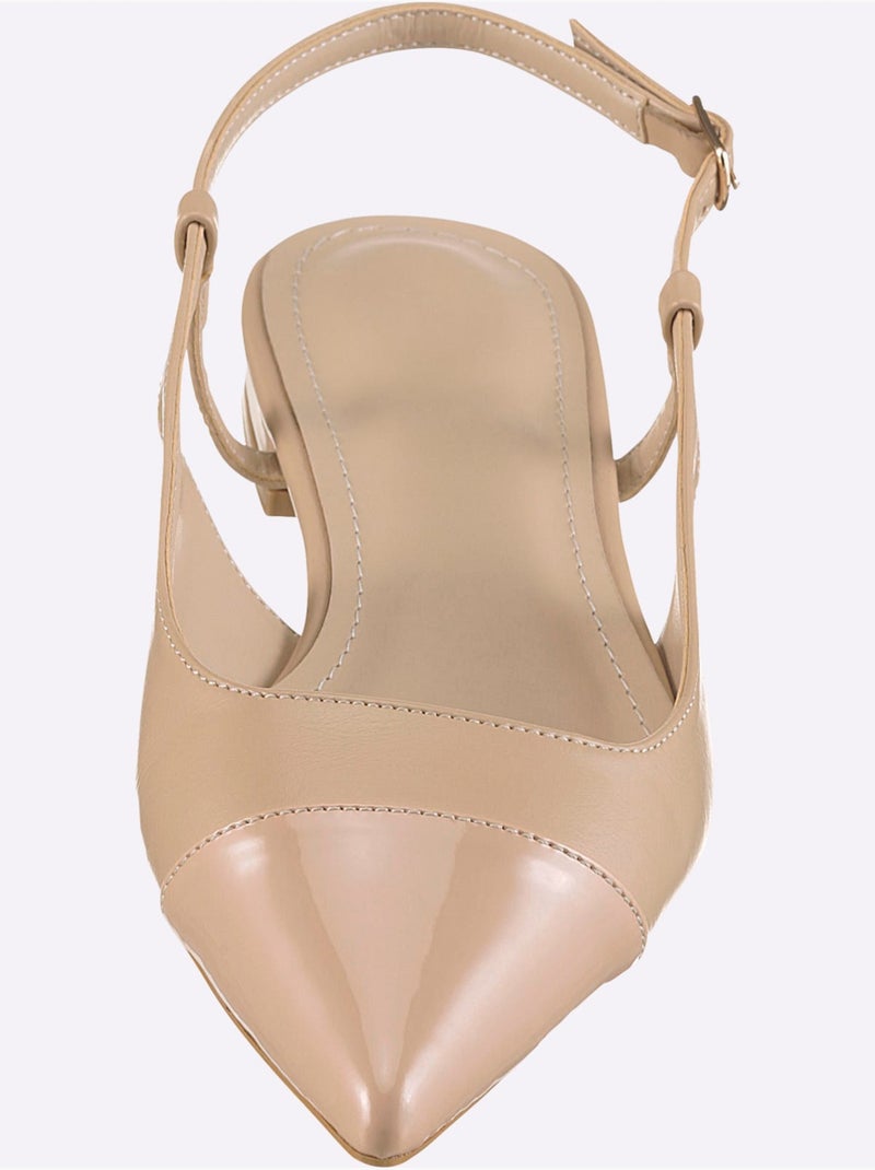 Ballerines Ouvertes à L'arrière Matière Synthétique - Taille Standard - helline Nude - Kiabi