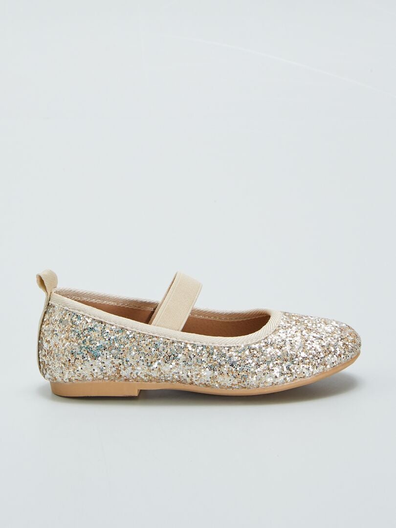 Ballerines Zara Fille - Beige Cloutées Et Pailletées - Taille 34 EUR (2 US) - Occasion
