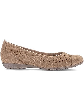 Ballerines perforées Cognac en Nubuck