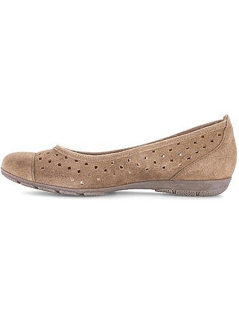 Ballerines perforées Cognac en Nubuck