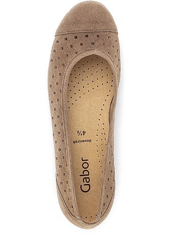 Ballerines perforées Cognac en Nubuck