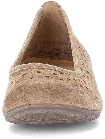 Ballerines perforées Cognac en Nubuck