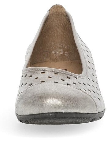 Ballerines perforées en cuir métallisé
