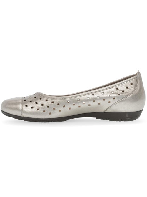 Ballerines perforées  en cuir métallisé - Kiabi