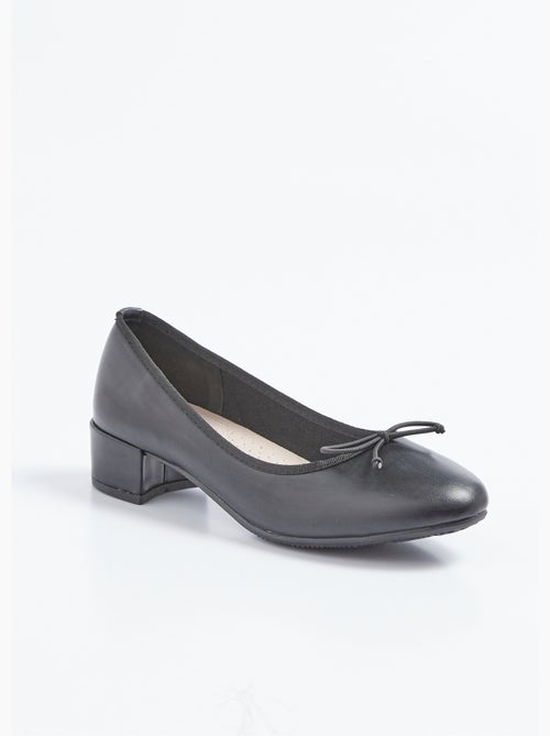 Ballerines petit talon largeur confort n¿ud fantaisie - Afibel - Kiabi