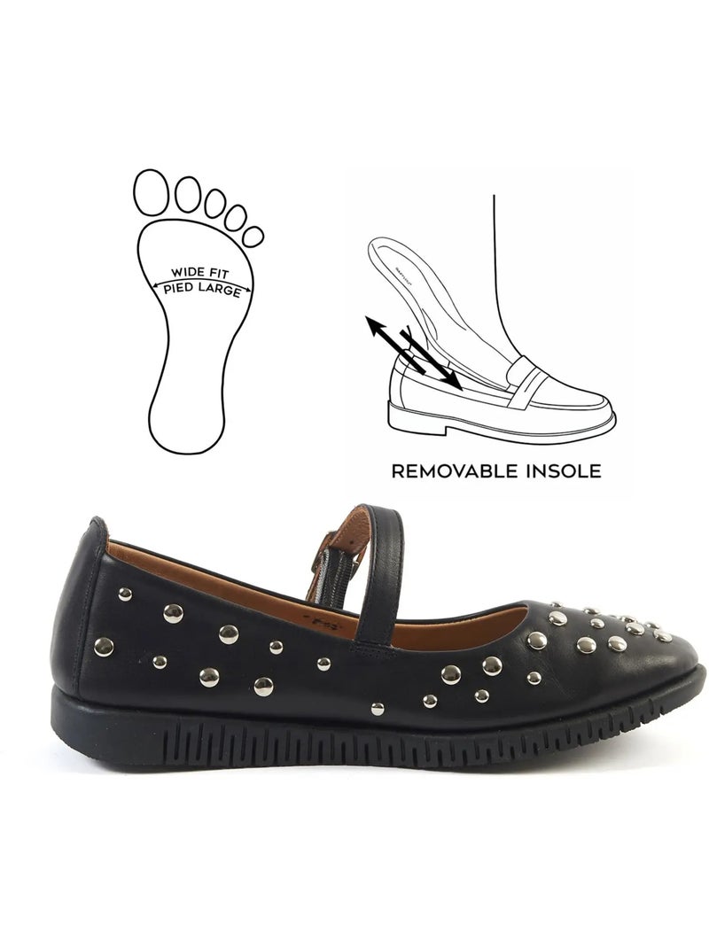 Ballerines pieds larges h - elisa Noir Noir - Kiabi