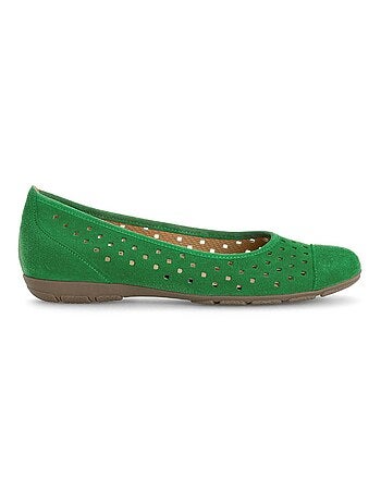 Ballerines pistaches en cuir velours