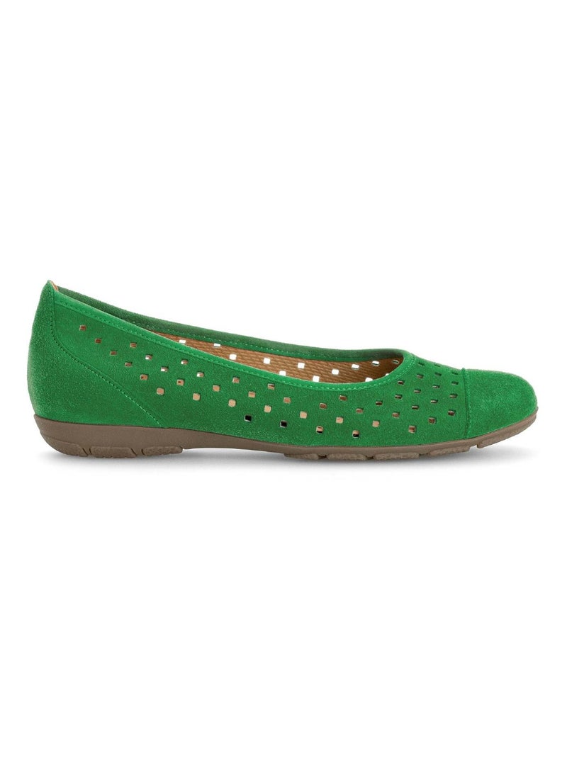 Ballerines pistaches en cuir velours Vert - Kiabi