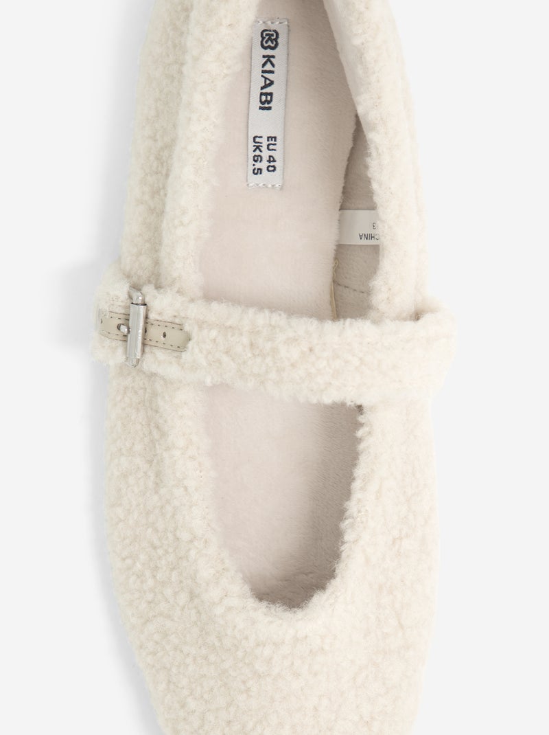 Ballerines plates effet moutonné Beige - Kiabi