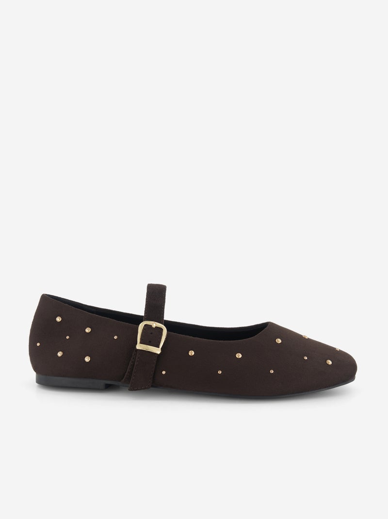 Ballerines plates en simili Marron - Kiabi