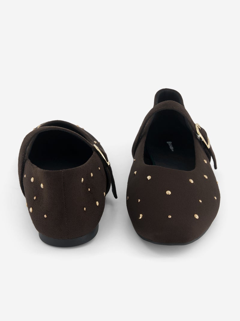 Ballerines plates en simili Marron - Kiabi