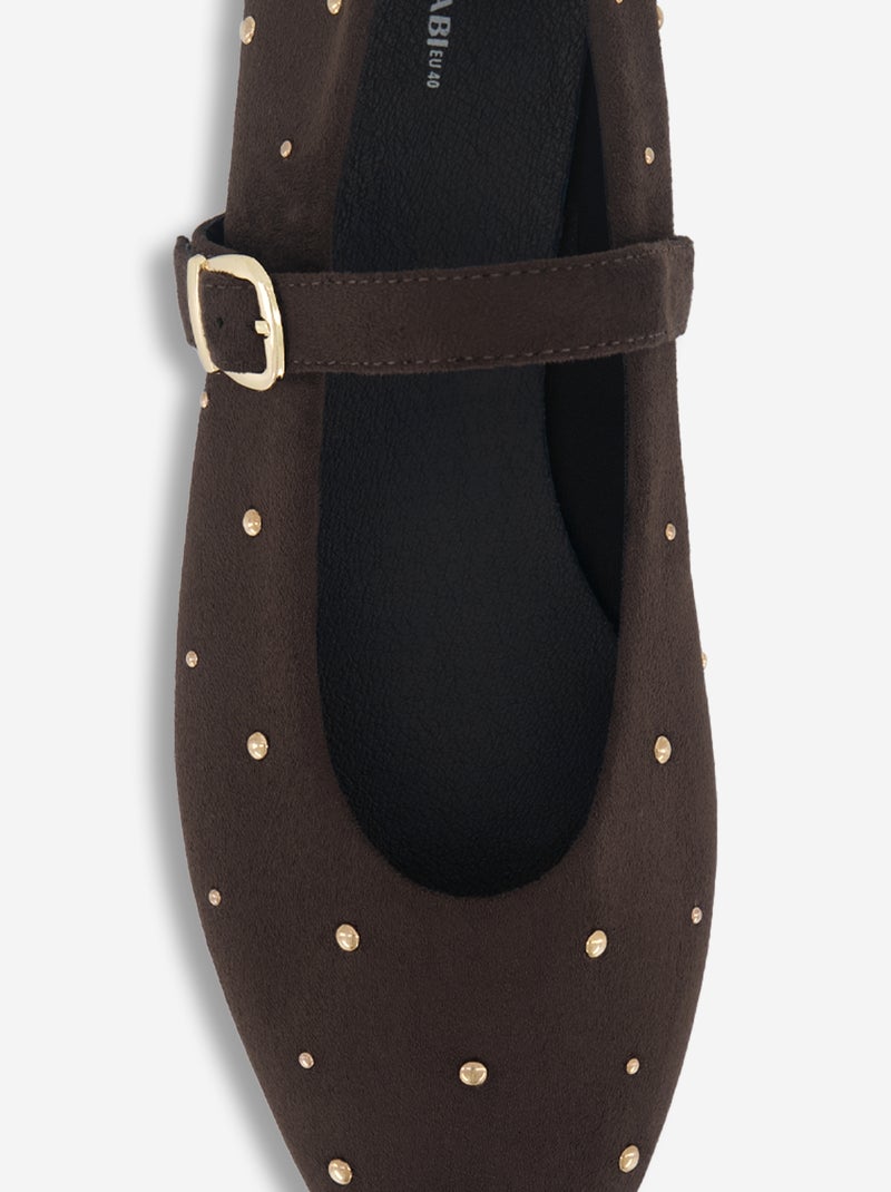 Ballerines plates en simili Marron - Kiabi