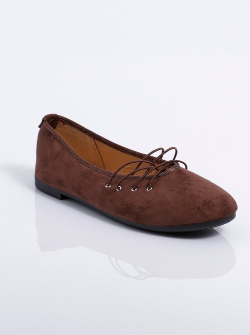Ballerines plates en suédine avec liens - AFIBEL - Kiabi