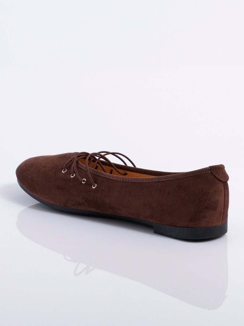 Ballerines plates en suédine avec liens - AFIBEL Marron - Kiabi