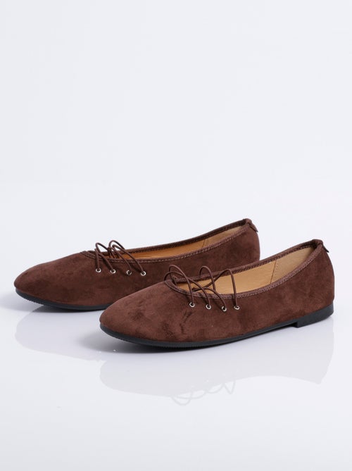 Ballerines plates en suédine avec liens - AFIBEL - Kiabi
