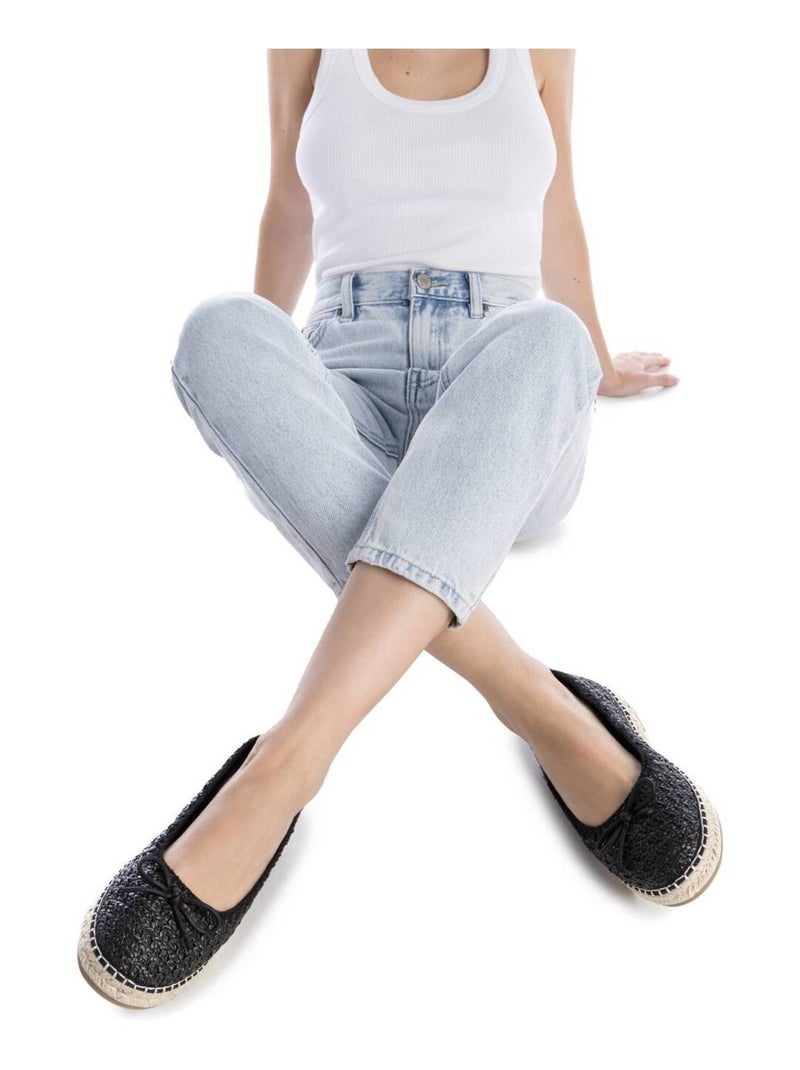 Ballerines plates pour femme avec semelle en jute Noir - Kiabi