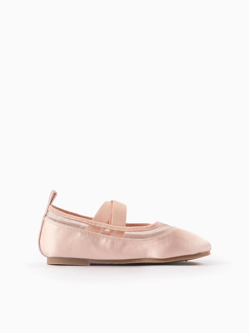 Ballerines Satinées avec Elastiques Rose clair - Kiabi
