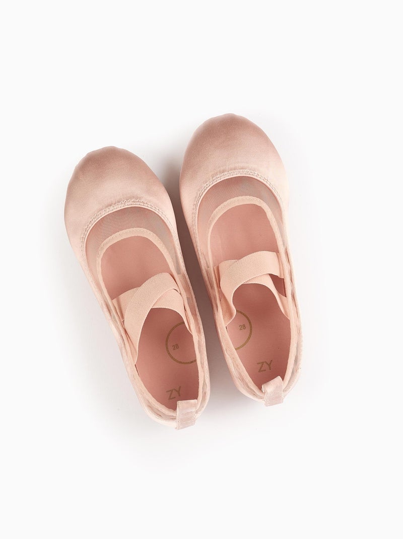 Ballerines Satinées avec Elastiques Rose clair - Kiabi