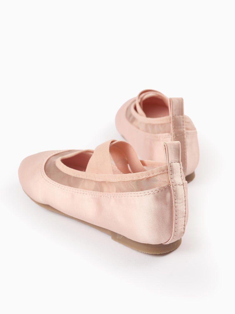 Ballerines Satinées avec Elastiques Rose clair - Kiabi