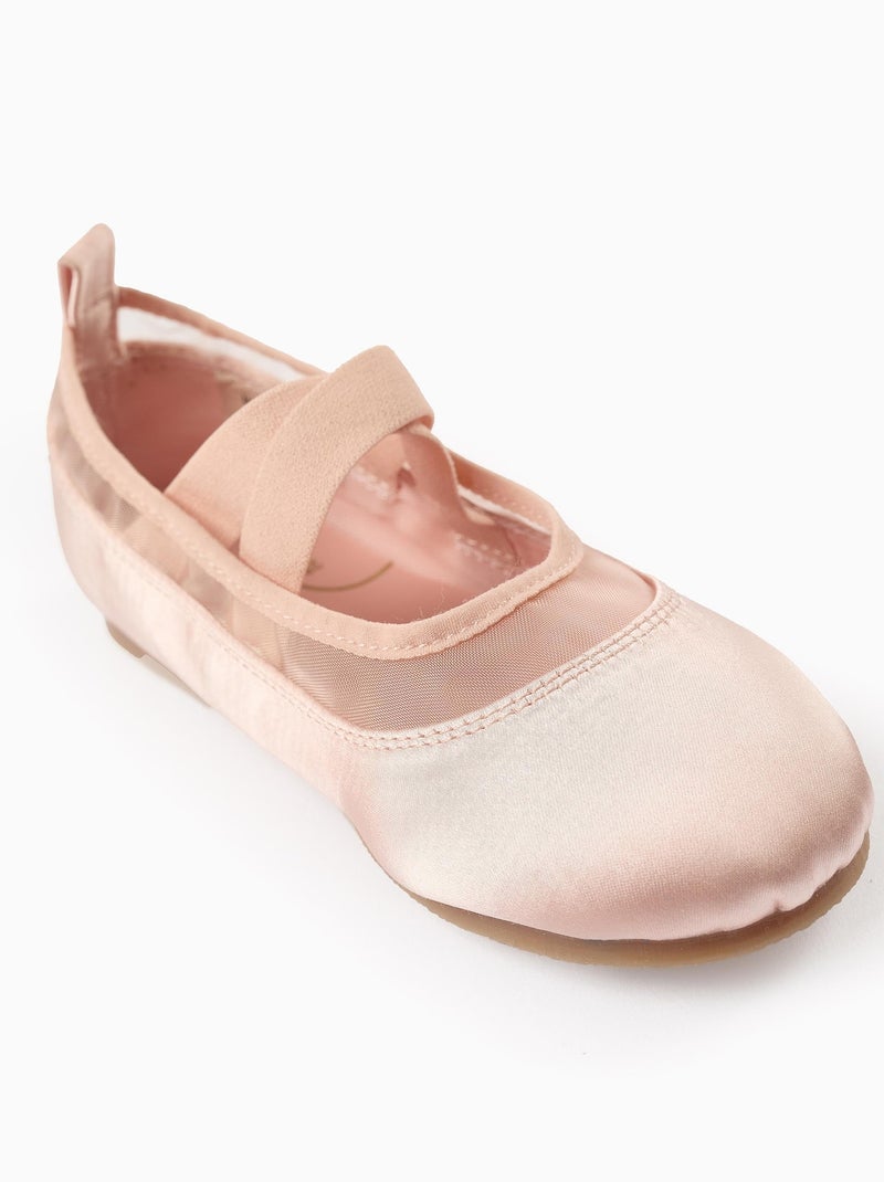 Ballerines Satinées avec Elastiques Rose clair - Kiabi