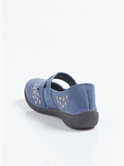 Ballerines scratchées compensées cuir largeur confort - Afibel - Kiabi