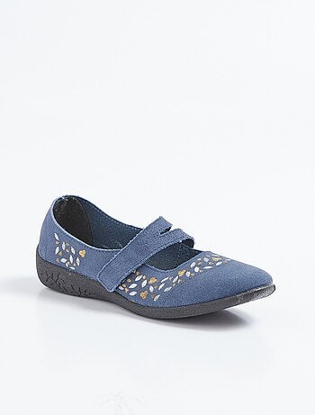 Ballerines scratchées confort en cuir - Afibel