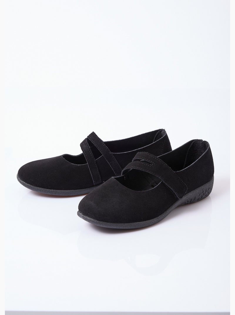 Ballerines scratchées cuir fabriquées en france - afibel Noir - Kiabi