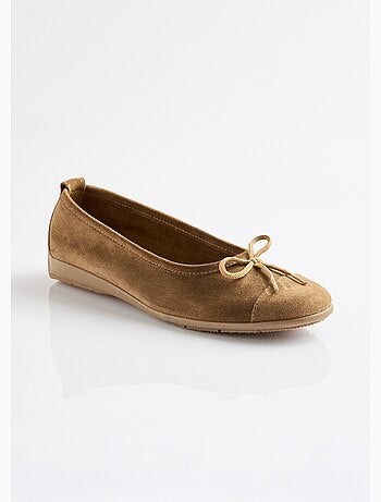 Ballerines souples largeur confort cuir velouté - afibel