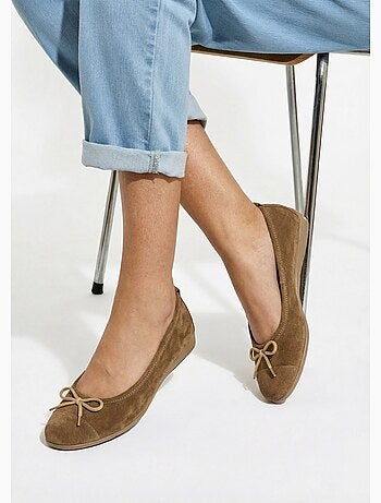 Ballerines souples largeur confort cuir velouté - afibel