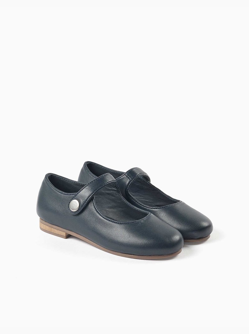 Ballerines style mary jane en cuir Bleu Bleu - Kiabi